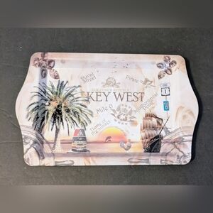 Key West Decorative Serving Tray Coastal Palm & Sunset Design 6 X 9 Souvenir
